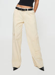 back view of model wearing Princess Polly Chicker Mid Rise Pants Beige Low Rise Pants 