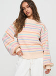 front view of model wearing Princess Polly Harmony Knit Sweater Multi Long 