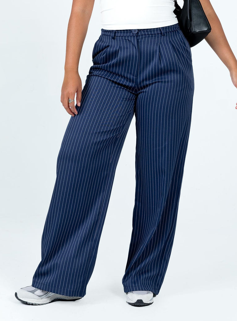 product Princess Polly High Waisted Pants  Archer Pants Pinstripe Navy