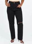 Front view of model wearing  front Princess Polly Mid Rise  Holland Jeans Black