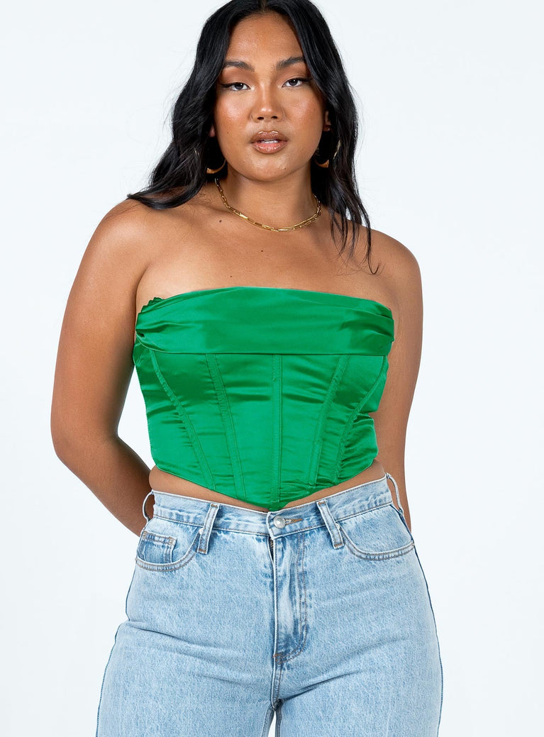 product Princess Polly Sleeveless Asymmetric Neckline  Buckner Strapless Top Green