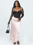 Front view of model wearing  front Promenade Maxi Skirt Pink Princess Polly  Maxi 