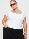 front view of model wearing Princess Polly Serenie Top Ice Curve Short Sleeves V-Neck 