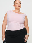 front view of model wearing Princess Polly Danza Top Pink Curve Sleeveless Boat Neck 