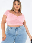 product Princess Polly Full Sleeves Sweetheart  Kimura Top Pink Curve