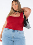 product Princess Polly Sleeveless Square Neck  Back In Time Top Red Curve