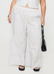 front view of model wearing Princess Polly Boarder Pants White Stripe Curve High Waisted Pants 