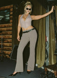 front view of model wearing Princess Polly Mitsuki Mid Rise Pants Grey 