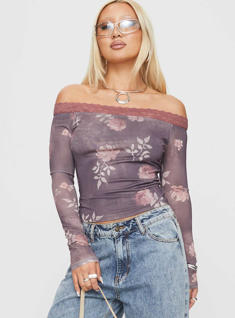 Syracruse Off The Shoulder Top Purple