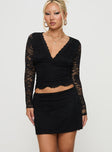 Morgynne Lace V Neck Set Black