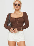 Shakam Long Sleeve Top Brown