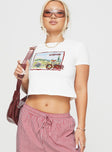 front view of model wearing Princess Polly Au Revoir France Tee White Short Sleeves Crew Neck 