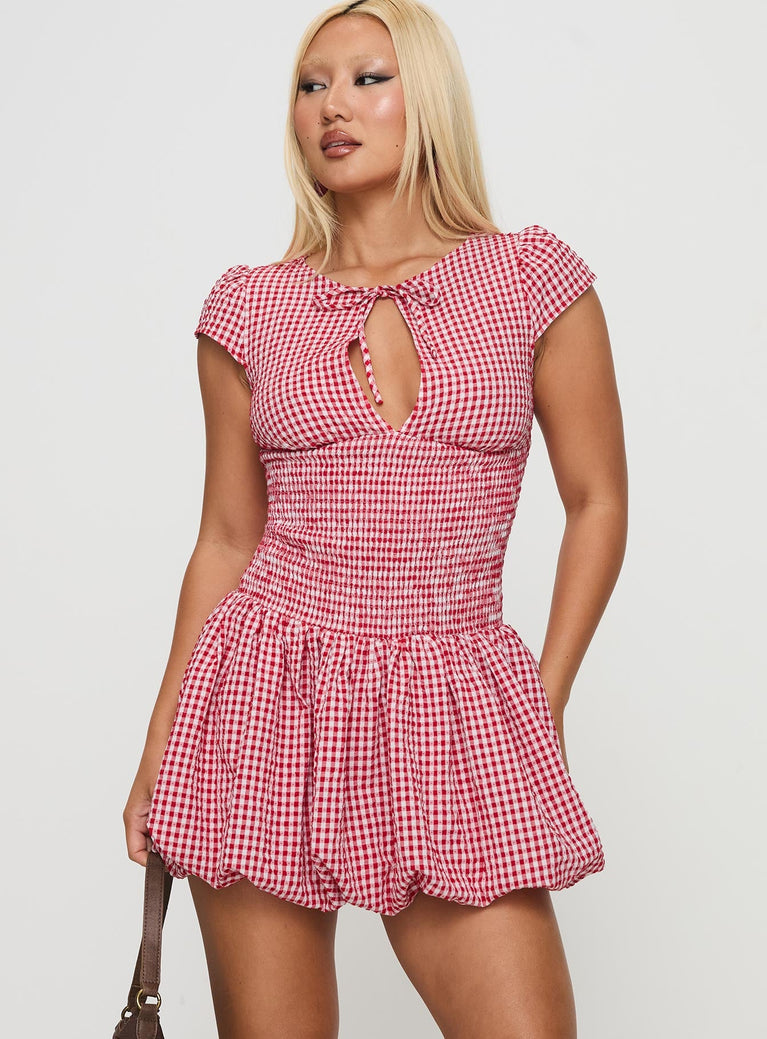 Ladybug Gingham Mini Dress Red