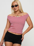 Rizzie Off The Shoulder Top Red Stripe