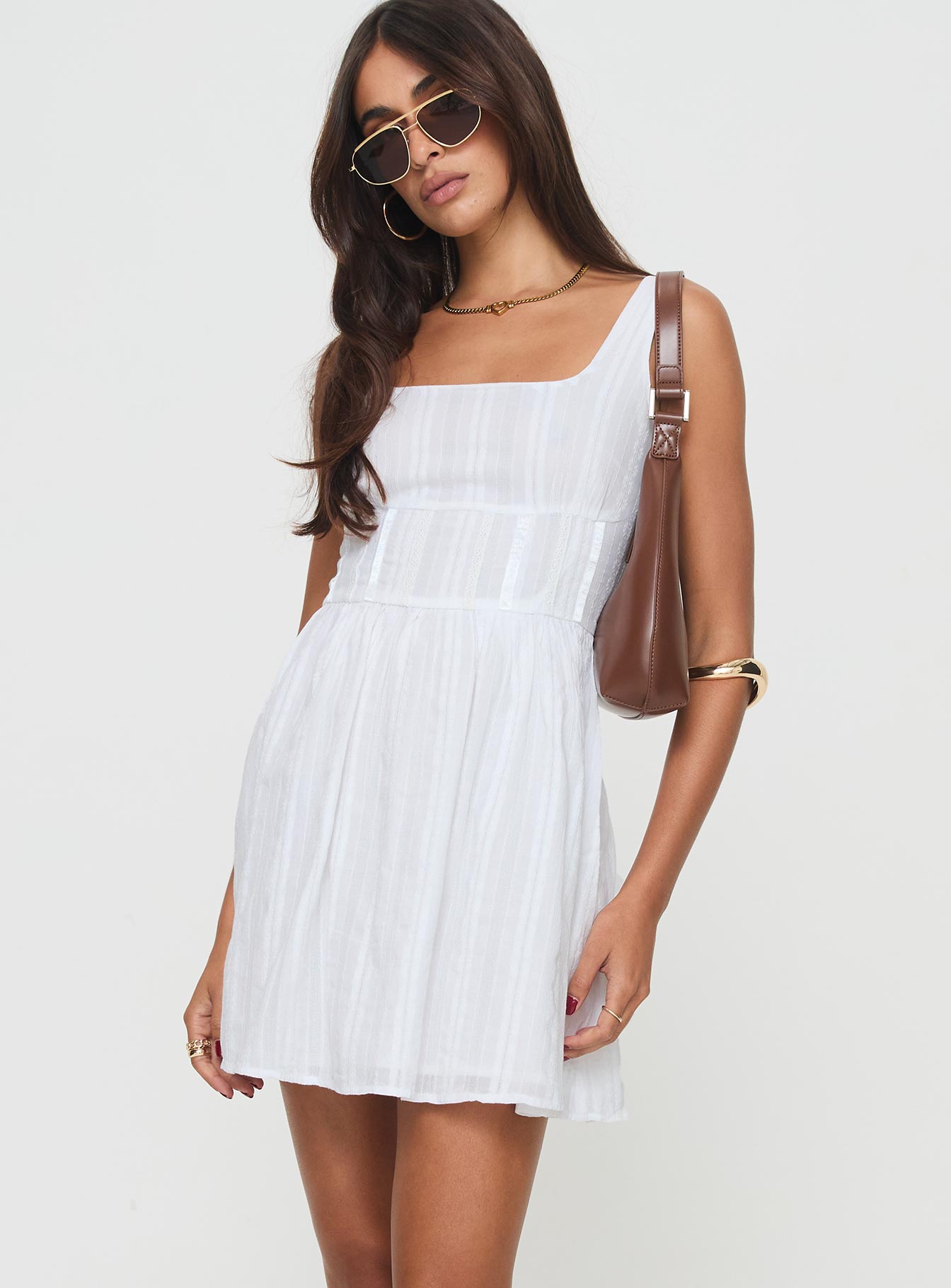 Collective Dress - Lorinda Mini Dress White Low Impact fifth image