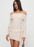 Oalie Off The Shoulder Mini Dress Cream