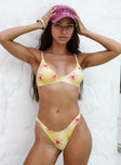 Love Letters High Cut Cheeky Bikini Bottoms Yellow Floral