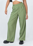 front view of model wearing Princess Polly Lovilla Pants Green 