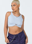 front view of model wearing Princess Polly Kali Tank Top Blue 