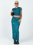   front view of model wearing Princess Polly Mariana Maxi Skirt Blue 