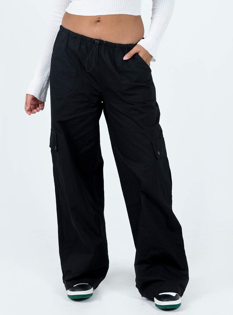 product Princess Polly High Waisted Pants High Waisted Pants High Waisted Pants  Mackey Cargo Utility Pants Black