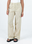 Front view of model wearing  front Princess Polly  Pegley Nylon Cargo Pants Beige