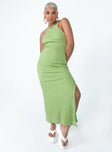 Front view of model wearing  front Princess Polly Asymmetric Neckline  Kamala Maxi Dress Green