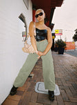 front view of model wearing Princess Polly The Stevie Cargo Pants Khaki 