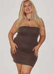 product Princess Polly High Neck  Flow Strapless Mini Dress Brown Curve