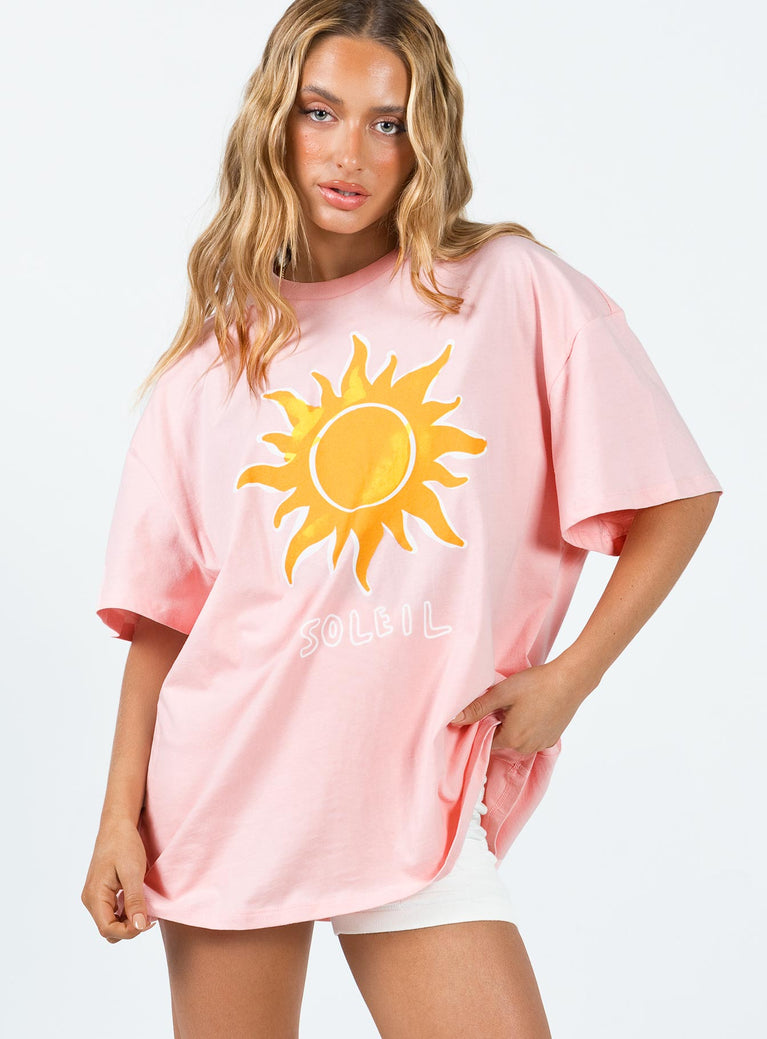 product Princess Polly Half Sleeves Crew Neck  Soleil Oversized Tee Pink