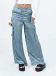 product Princess Polly High Waisted Pants  Zora Satin Cargo Pant Blue