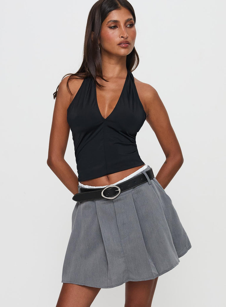 Simulations Pleated Mini Skirt Grey