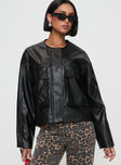 Revival Faux Leather Bomber Jacket Black