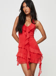 product Princess Polly High Neck  Fig Ruffle Mini Dress Red