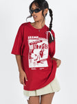 product Princess Polly Full Sleeves Crew Neck  Tickets Oversized Tee Red