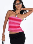 front view of model wearing Princess Polly Devia Strapless Top Pink Sleeveless straight 