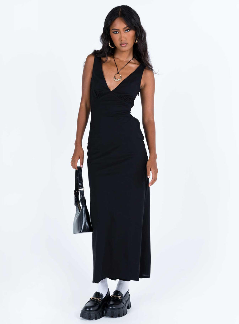 product Princess Polly V-Neck  Nellie Maxi Dress Black Linen