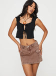 product Zakai Cargo Denim Mini Skirt Brown Princess Polly  Mini Skirts 