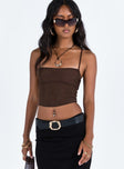 product Princess Polly Sleeveless Square Neck  Hanslow Mesh Corset Cami Chocolate