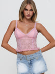 Gabrietta Lace Top Pink / Blue