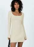 product Princess Polly High Neck  Brownhall Long Sleeve Mini Dress Beige