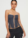 product Princess Polly Sleeveless Asymmetric Neckline  Eden Lace Up Corset Blue