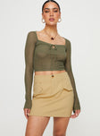 Front view of model wearing  front Oritz Cargo Mini Skirt Beige Princess Polly  Mini Skirts 