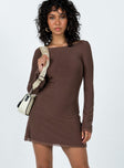 product Princess Polly High Neck  Lukea Long Sleeve Mini Dress Brown