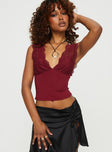 product Princess Polly Sleeveless Square Neck  Typha Top Burgundy