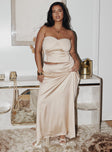   front view of model wearing Princess Polly Suga Maxi Skirt Cream Curve Maxi 