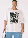 product Princess Polly Three Fourth Sleeves Crew Neck  Punk Rock Show Oversized Tee Grey Curve