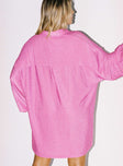 back view of model wearing Princess Polly Evolving Shirt Dress Pink 