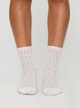 Brookvale Sock White / Pink