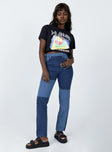 front view of model wearing Princess Polly Cameron Denim Jeans Mid Rise 